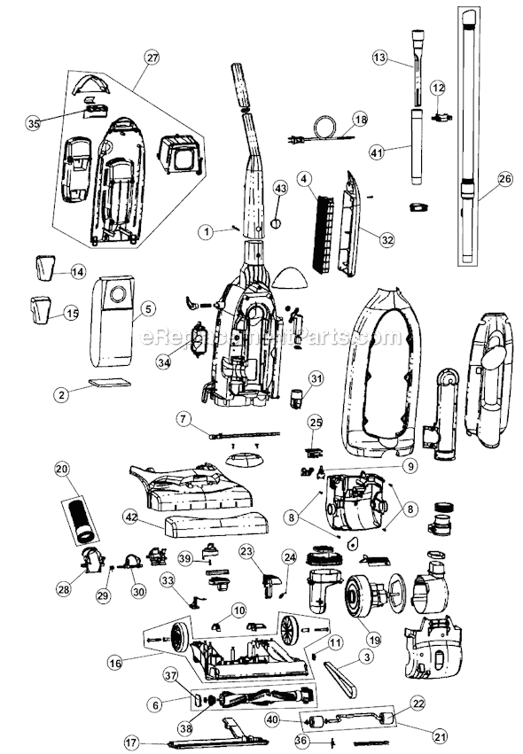 Page A Diagram and Parts List for M091020V  Dirt Devil Upright Vacuum